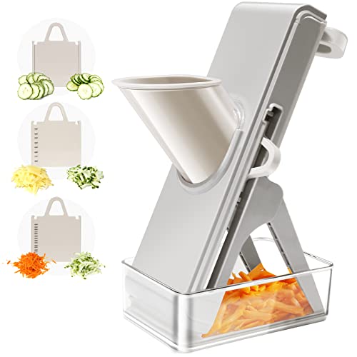 Mandoline Slicer for Kitchen with No-Slip Container & Adjustable Blades
