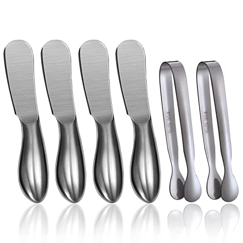 Butter Knife and Mini Tongs, Stainless Steel Spreader Knife Set