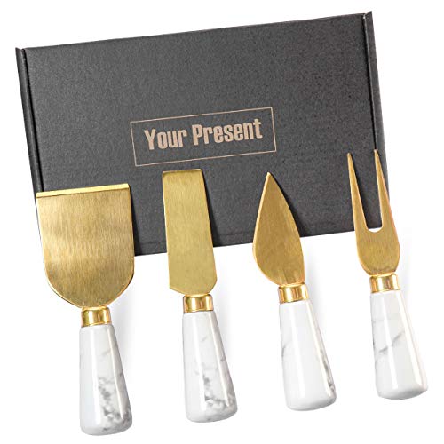 4PCs Golden Marble Cheese Spreader Knife Set