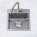 VAPSINT 15"x 15" Topmount Brushed Nickel Drop in Bar Sink - Image 6
