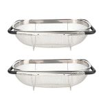 Suwimut 2 Pack Over the Sink Oval Colander for Kitchen