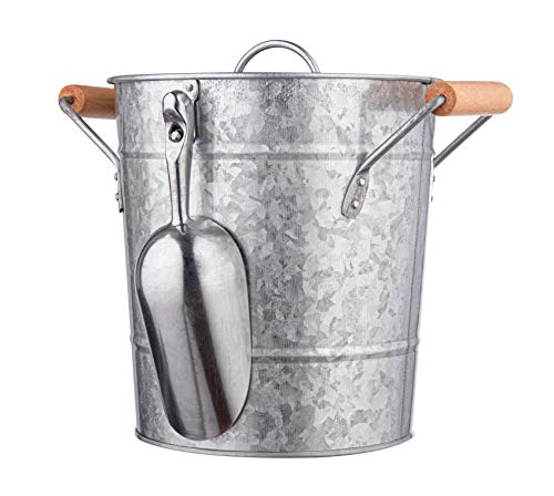 Vintage Ice Bucket with Lid, Scoop, and Carry Handles