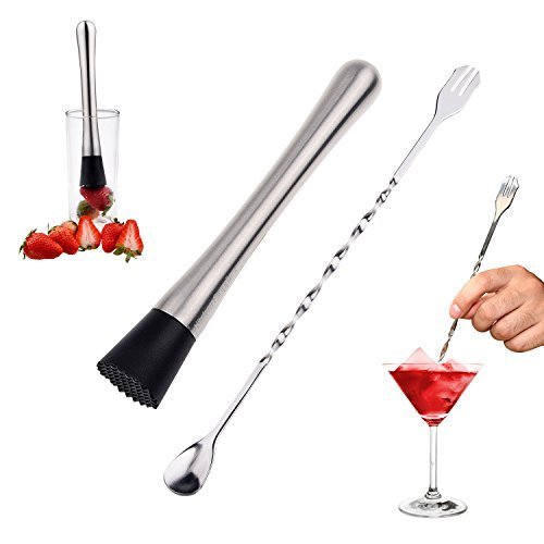 Fruit, Spices or Ice Cocktail Muddler & Mixing Spoon