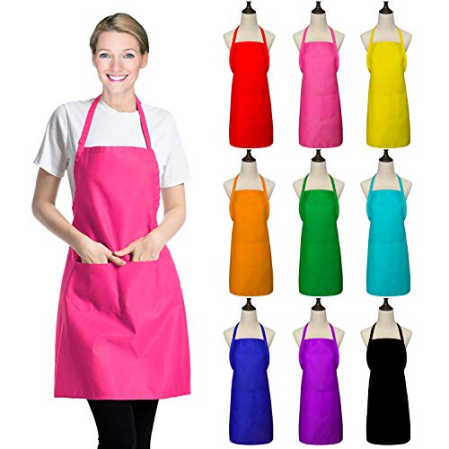 XEEYAYA 9 Pack Multicolored Bib Apron for Women