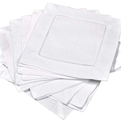 Bumblebee Linens 12 White Linen Cocktail Napkins