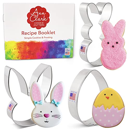 3-Piece Easter Cookie Cutter Set with Recipe Booklet