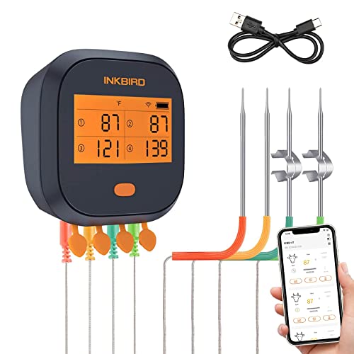 Inkbird WiFi Grill Meat Thermometer with 4 Colored Probes