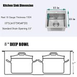 VAPSINT 15"x 15" Topmount Brushed Nickel Drop in Bar Sink - Image 5