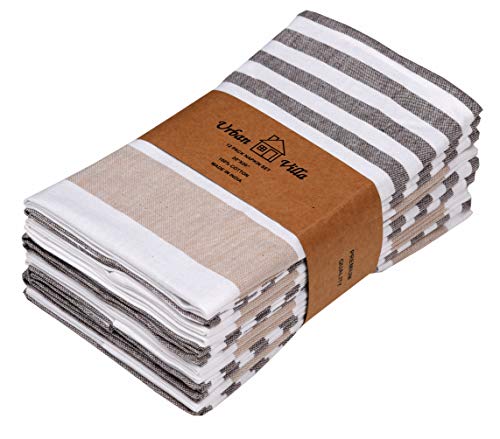 Urban Villa Horizontal Stripes Set of 12 Dinner Napkins