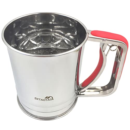 Stainless Steel Flour Sifter for Baking with Silicone Handle