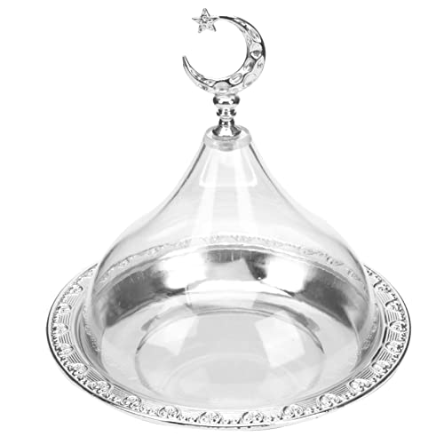 YARNOW Metal Cake Tray with Clear Dome Round