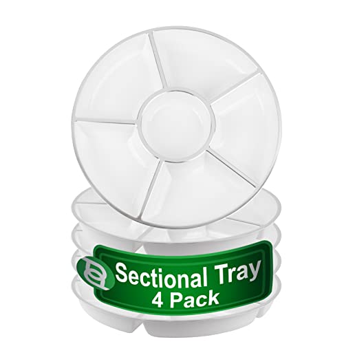 Pack of 4 Round Plastic Serving Tray