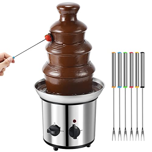 4 Tiers Electric Melting Machine Chocolate Fondue Fountain Set