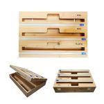 KAKU 3-Grids Wrap Dispenser Sturdy Bamboo Wood Roll