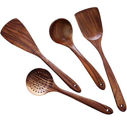 Natural Teak Wood Kitchen Utensils Set