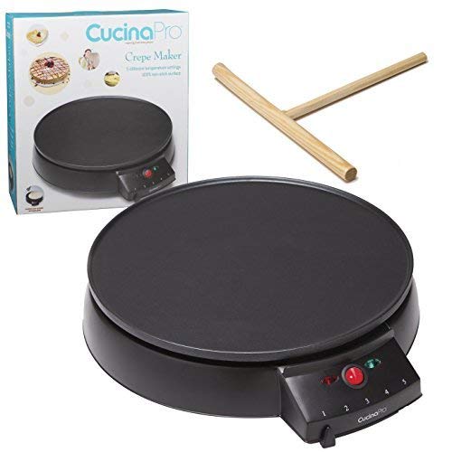 Non-Stick Electric Crepe Pan with Batter Spreader and Recipe Guide