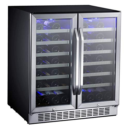 56 Bottle Built-In Dual Zone French Door Wine Cooler