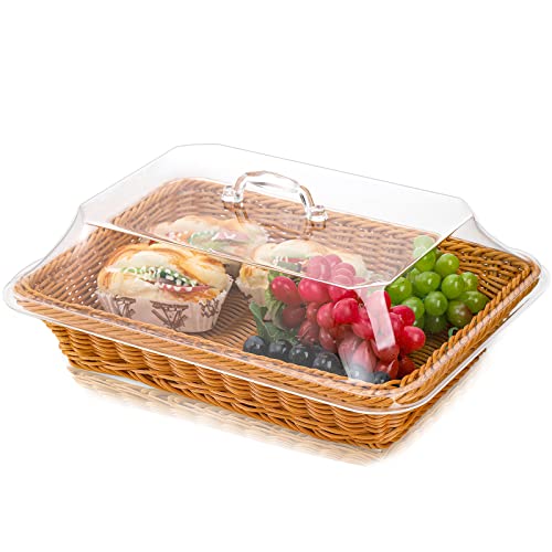 Imitation Rattan Bread Basket with Lid