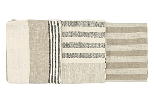 Creative Co-Op Tan & Grey Striped Cotton Tea Towels