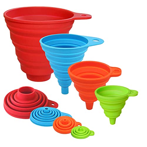 4Pcs Kitchen Funnels for Filling Bottles Canning