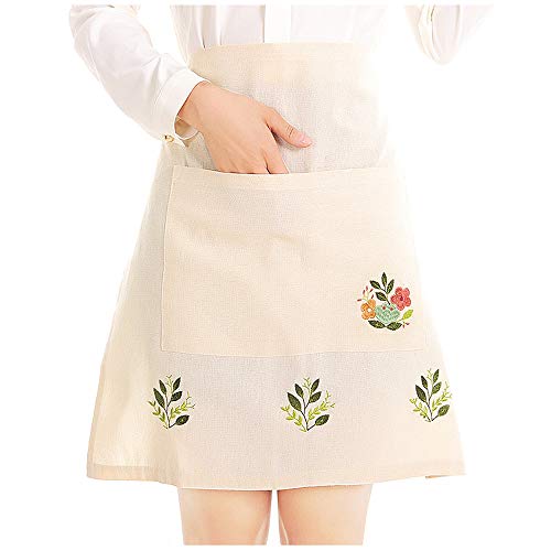 Fashion Embroidered Beige Tea Apron