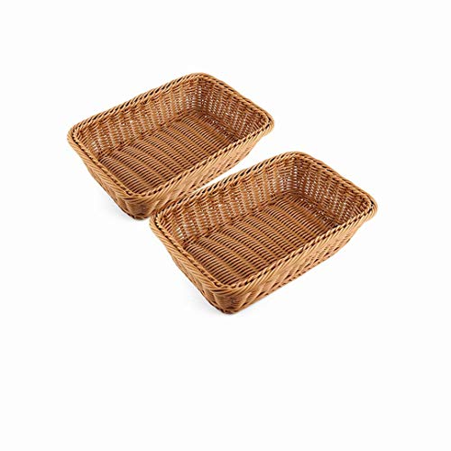 2pcs 11.8"Rectangle Imitation Rattan bread basket