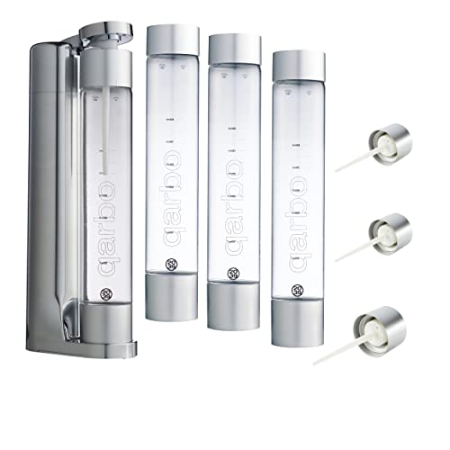 sparkling water maker with 4 bottles and 3 aircharge caps