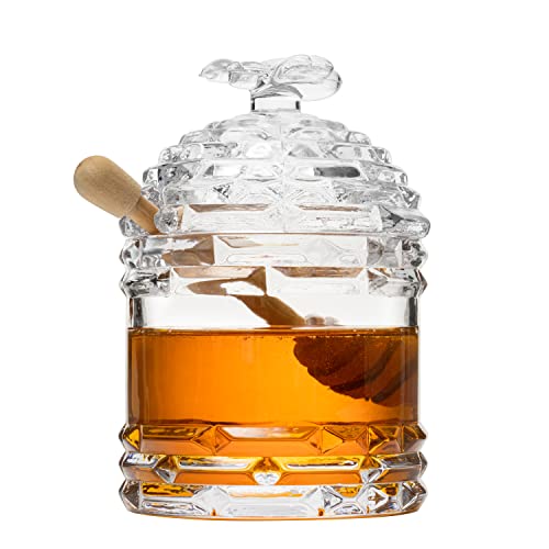 Glass Honey Pot with Dipper and Lid Cover