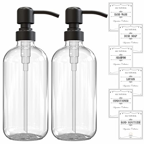 Sunrise Premium 2-Pack Clear Glass Soap Dispenser