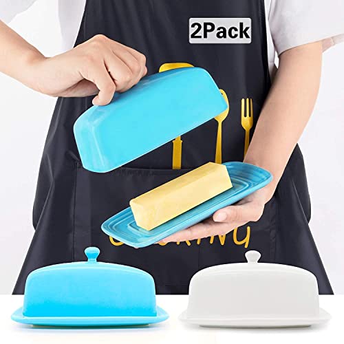 2 Pack Ceramic Butter Dish with Lid