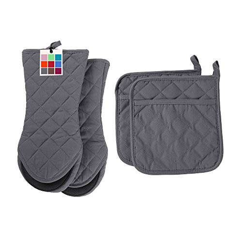 4PCS Heat Resistant Kitchen Mittens and Pot Holder Set