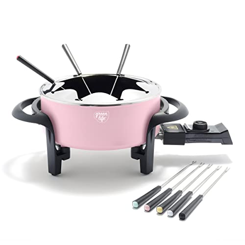 GreenLife 14 Cup Electric Fondue Maker Pot Set For Cheese