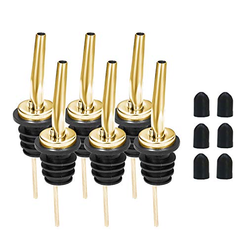 Stainless Steel Liquor Bottle Pourers with Rubber Dust Caps