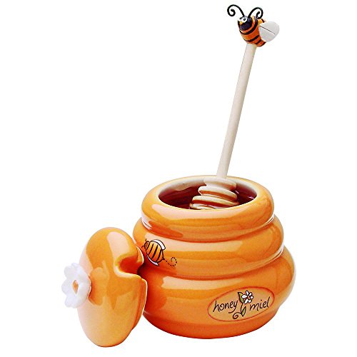 Joie Ceramic Beehive Honey Pot and Wooden Dipper