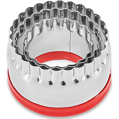3Pcs Fluted Round Cookie Cutters 2" 2.6" 3"
