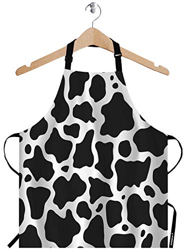 WONDERTIFY Black and White Cow Pattern Apron