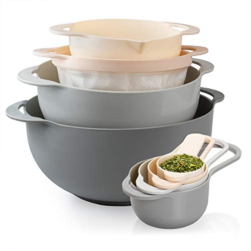 Nesting Bowls with Measuring Cups Colander and Sifter Set