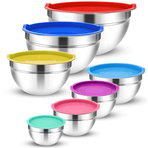 Mixing Bowls with Lids Set, 7PCS Stainless Steel Mixing Bowls