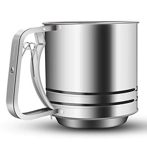 NPYPQ 5-Cup Stainless Steel Flour Sifter for Baking