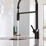 One-Handle High Arc Spring Kitchen Faucet, Matte Black - Image 4