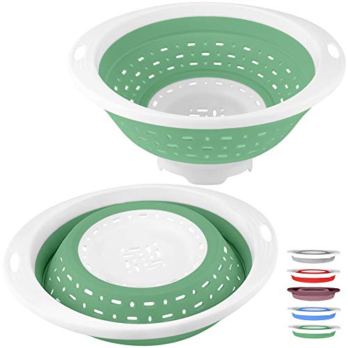 Upgrade Your Kitchen with the Convenient and Versatile Space-Saving Silicone Collapsible Colander - Perfect for Any Cooking Task!