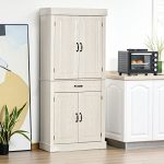 Freestanding Kitchen Pantry with 4 Doors and 2 Large Cabinets - Image 2