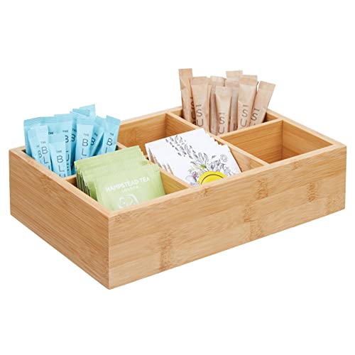 mDesign Bamboo Tea & Food Storage Organizer Container Box
