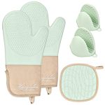 HaoYuFan Silicone Oven Mitts and Pot Holders Sets