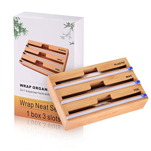 Bamboo Plastic Wrap Dispenser with Cutter