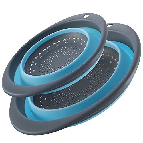 U-Taste 2QT 5QT Silicone Collapsible Colander Set