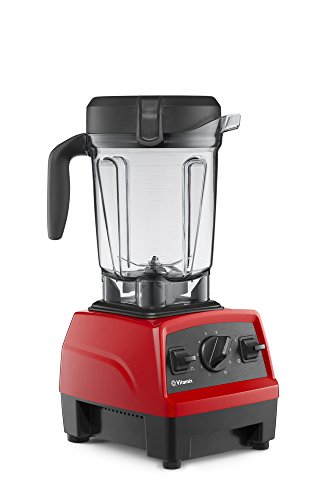 A sleek pink Vitamix Explorian Blender with a 64 oz. low-profile container and robust stainless-steel blades, perfect for versatile blending needs. 