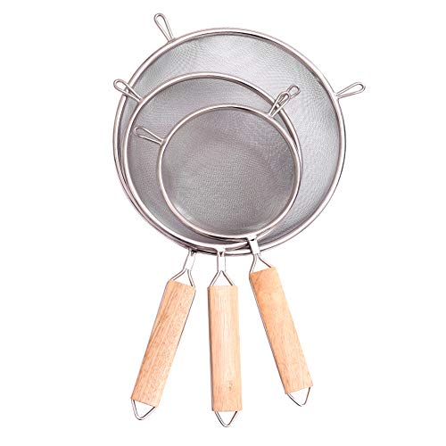 NaDale Set of 3 Stainless Steel Fine Mesh Strainers