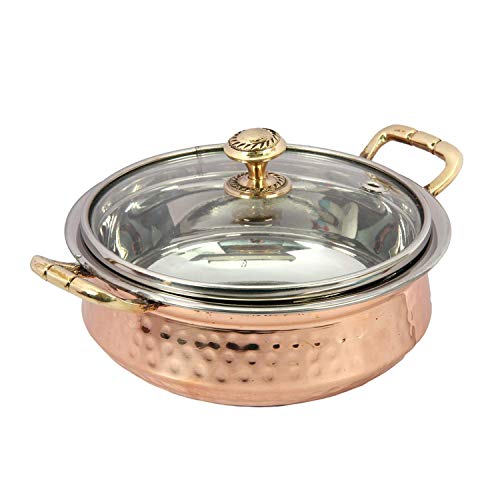 PARIJAT HANDICRAFT Indian Hammered Copper Serving Bowl
