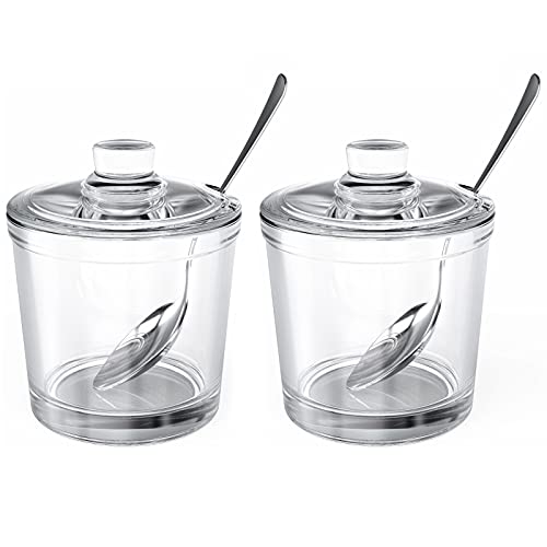 ZEAYEA Set of 2 Clear Glass Sugar Bowl